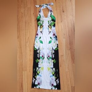 Ted Baker Floral Maxi Halter Dress Size 1 NEW